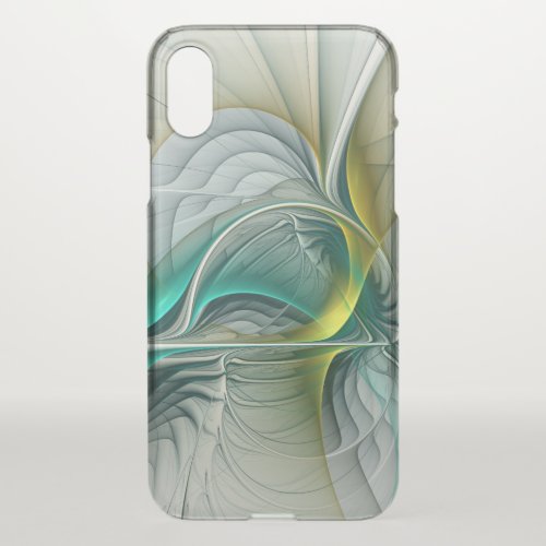 Hypnotic Abstract Golden Turquoise Teal Fractal iPhone XS Case
