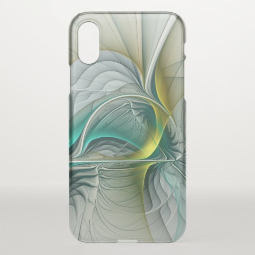 Hypnotic Abstract Golden Turquoise Teal Fractal iPhone X Case