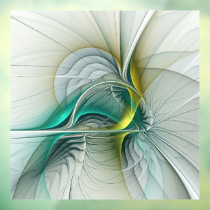 Hypnotic Abstract Golden Turquoise Teal Fractal Window Cling