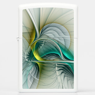 Hypnotic Abstract Golden Turquoise Teal Fractal Zippo Lighter