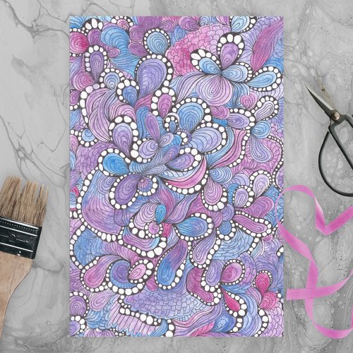 Hypnotic Abstract Hand_Drawn Purple Organic Swirls Tissue Paper