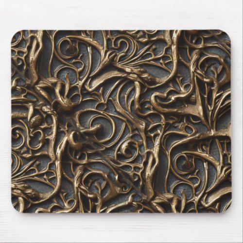 Hypnotic Abstract Liquid Gold Metal Design Patter Mouse Pad