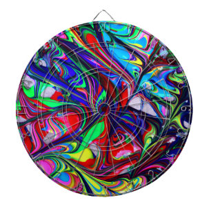 Hypnotic Abstract Rainbow Paint Swirls Dart Board