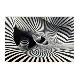 Hypnotic Black and White Optical Illusion Tunnel Acrylic Print