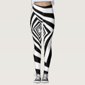Black And White Op Art Spiral Leggings by LebensARTdesign