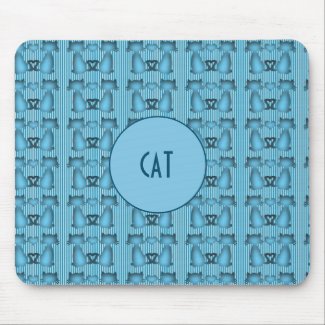 Hypnotic Blue Cats Stripe Pattern Monogram