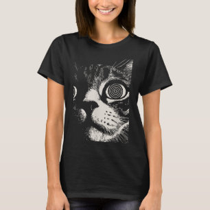 Hypnotic Cat Sral Eyes Trippy Psychedelic Cat T-Shirt