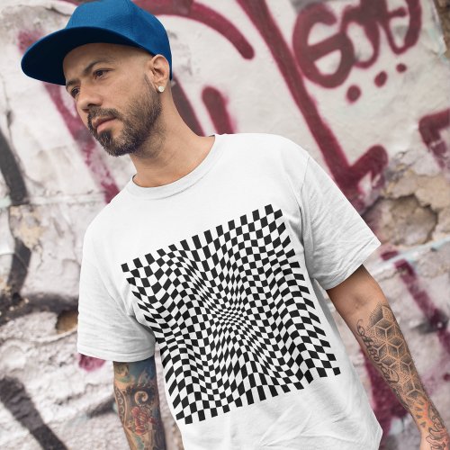 Hypnotic Checkered Pattern T_Shirt