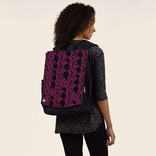 Hypnotic Colorful Pink Tunnel Swirls Backpack (Worn)