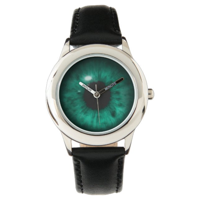 Hypnotic Deep Aqua Marine Green Eye Retina Watch (Front)