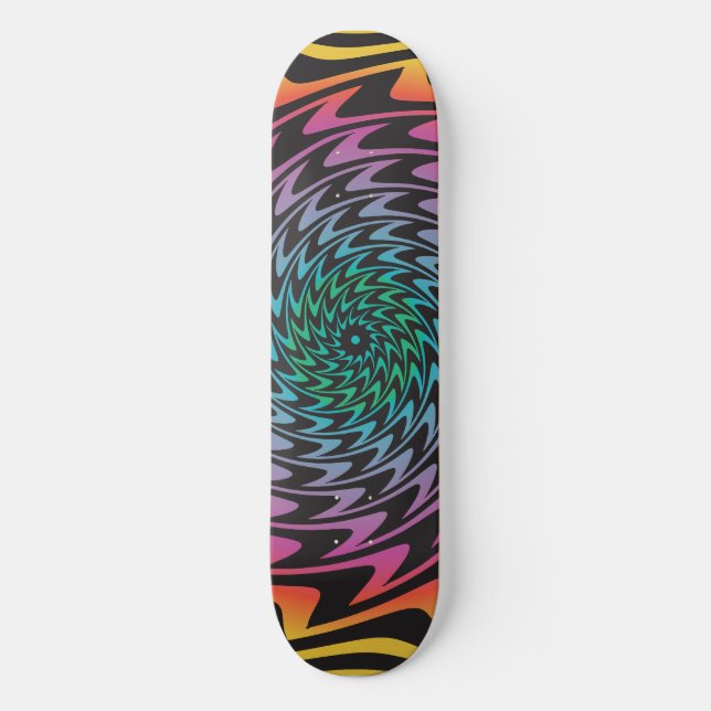 HYPNOTIC DISC Mesmerizing Hot Neon Zig Zag Spiral Skateboard (Front)