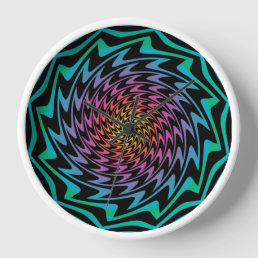 HYPNOTIC DISC Mesmerizing Neon Cool Zig Zag Spiral Clock