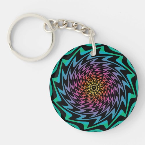 HYPNOTIC DISC Mesmerizing Neon Cool Zig Zag Spiral Keychain