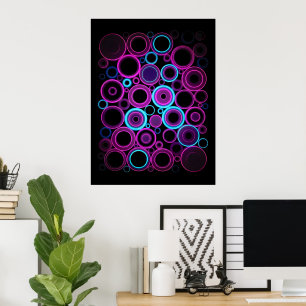 Hypnotic Electric Synthwave Matrix Digital Artwork Poster