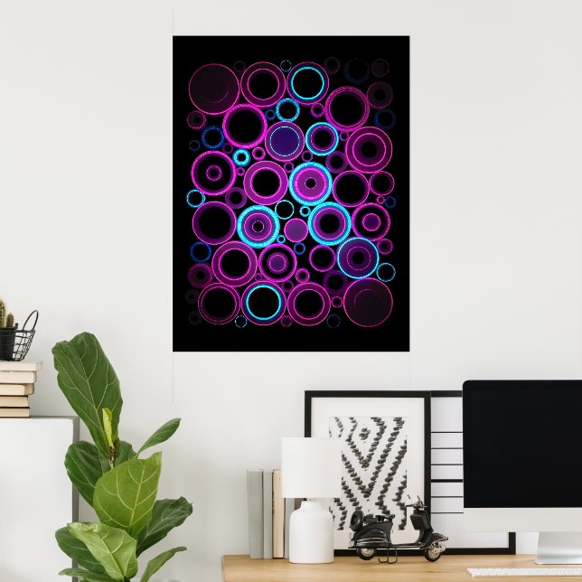 Hypnotic Electric Synthwave Matrix Digital Artwork Poster (Home Office)