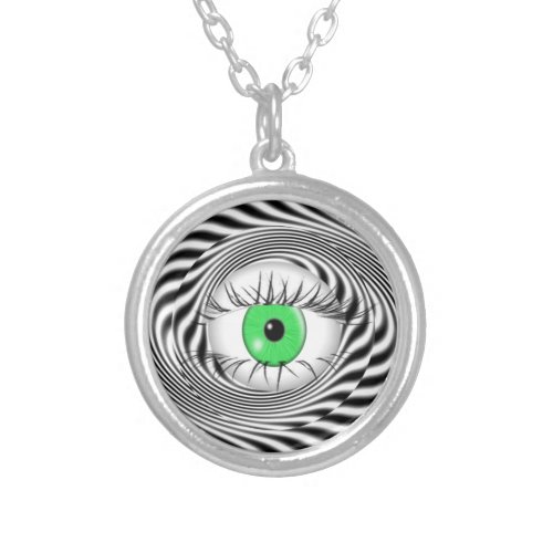 HYPNOTIC EYE _ HYPNOTIST SILVER PLATED NECKLACE