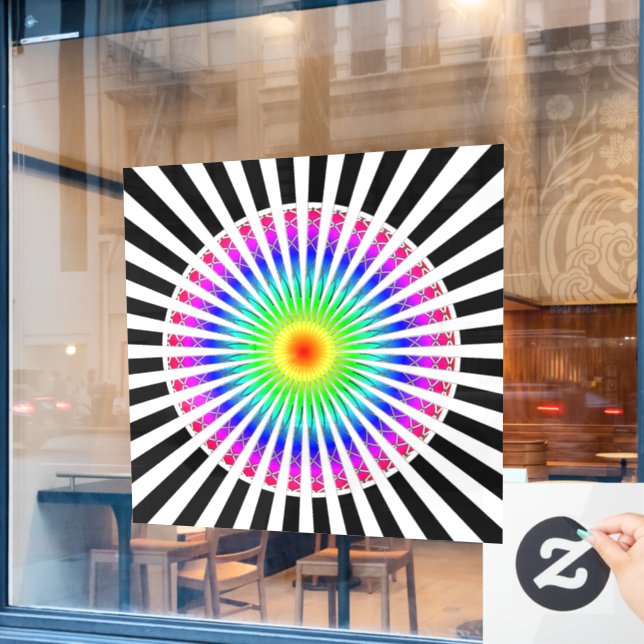 Hypnotic Flower  Window Cling (Cafe Window)