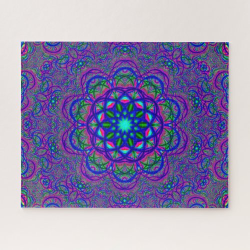 Hypnotic Fractal  Colorful Mandala Jigsaw Puzzle