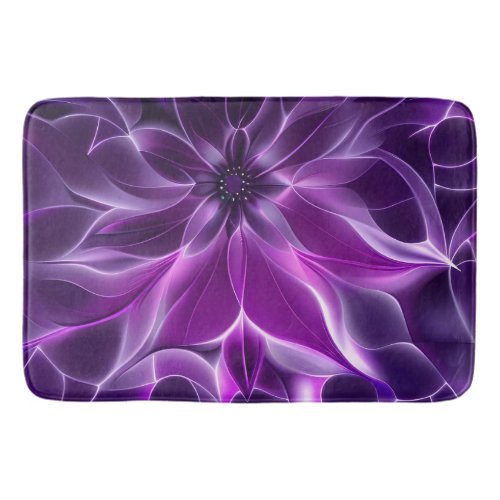 Hypnotic fractal deep purple flower  bath mat