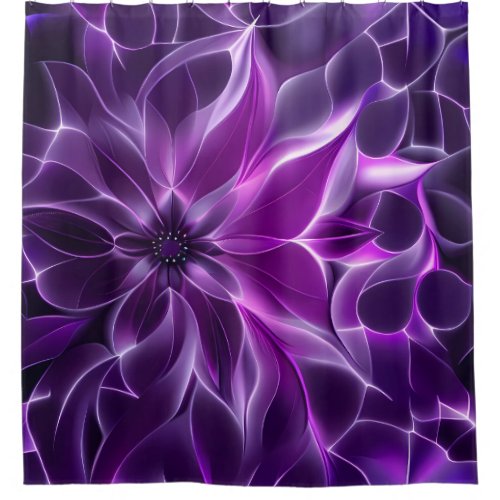 Hypnotic fractal deep purple flower  shower curtain