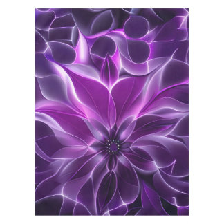 Hypnotic fractal deep purple flower  tablecloth
