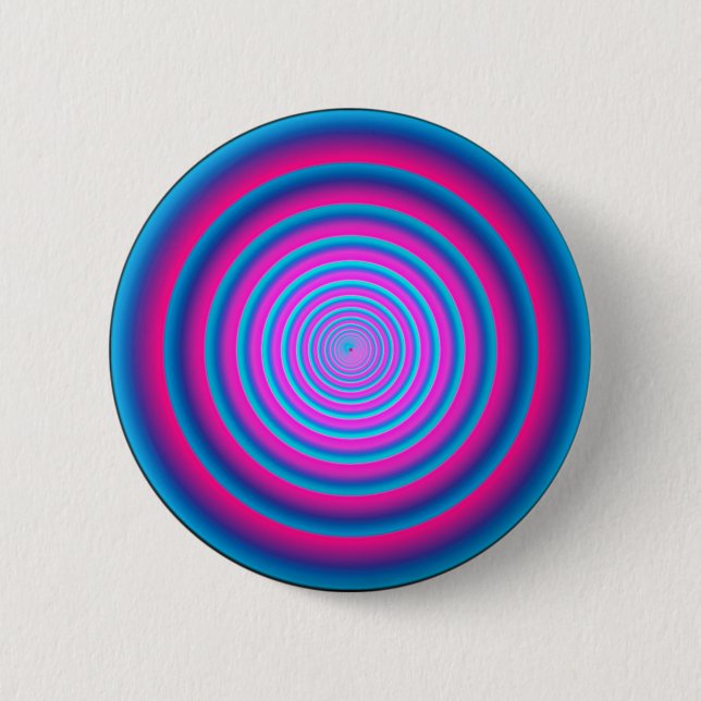 Hypnotic Fuzzy Purple Crazy Circular Vortex Disc Button (Front)