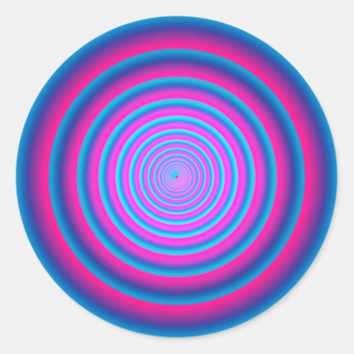 Hypnotic Fuzzy Purple Crazy Circular Vortex Disc Classic Round Sticker