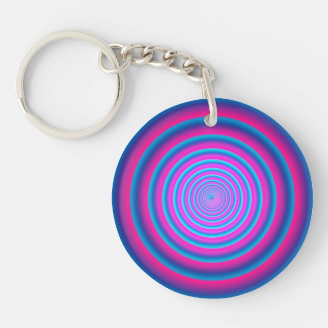 Hypnotic Fuzzy Purple Crazy Circular Vortex Disc Keychain (Front)