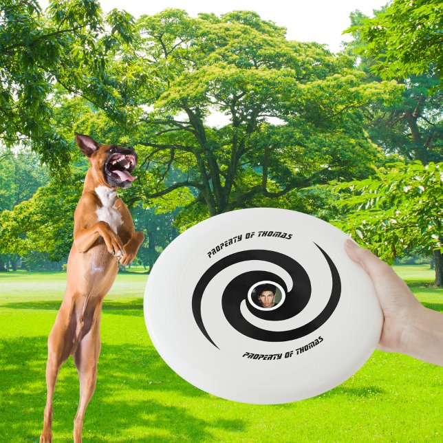 Hypnotic Galaxy with Custom Name and Photo Wham-O Frisbee (This frisbee will hypnotize all while flying through the air with this spiral galaxy design. )