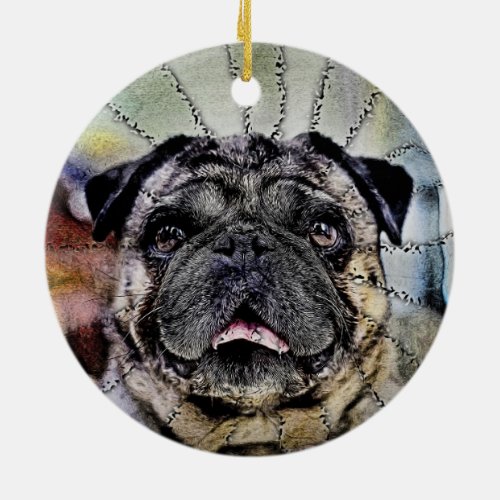 Hypnotic Gaze _ Pug Dog Ceramic Ornament
