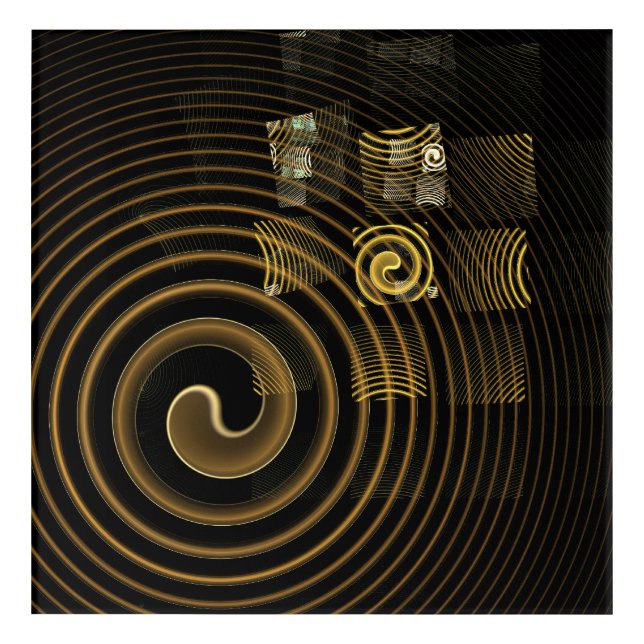 Hypnotic Golden Waves Modern Abstract Art (Front)
