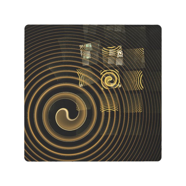 Hypnotic Golden Waves Modern Abstract Art (Front)