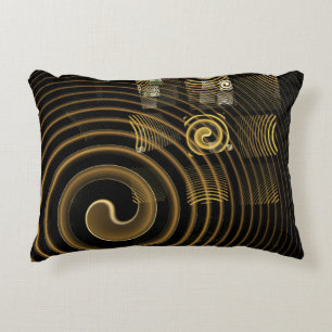 Hypnotic Golden Waves Modern Abstract Art Accent Pillow