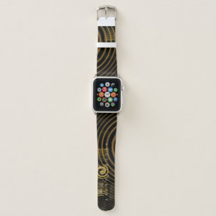 Hypnotic Golden Waves Modern Abstract Art Apple Watch Band