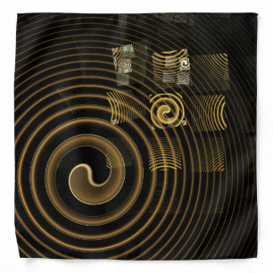 Hypnotic Golden Waves Modern Abstract Art Bandana