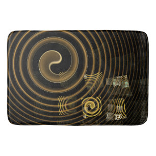 Hypnotic Golden Waves Modern Abstract Art Bathroom Mat