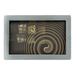 Hypnotic Golden Waves Modern Abstract Art Belt Buckle