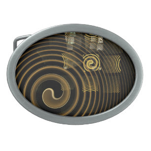 Hypnotic Golden Waves Modern Abstract Art Belt Buckle