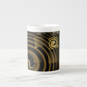 Hypnotic Golden Waves Modern Abstract Art Bone China Mug