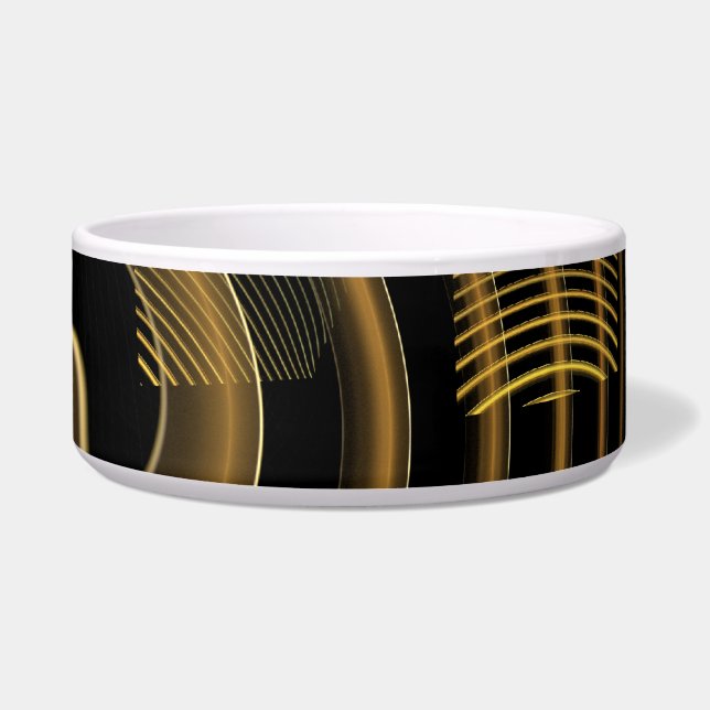 Hypnotic Golden Waves Modern Abstract Art Bowl (Front)
