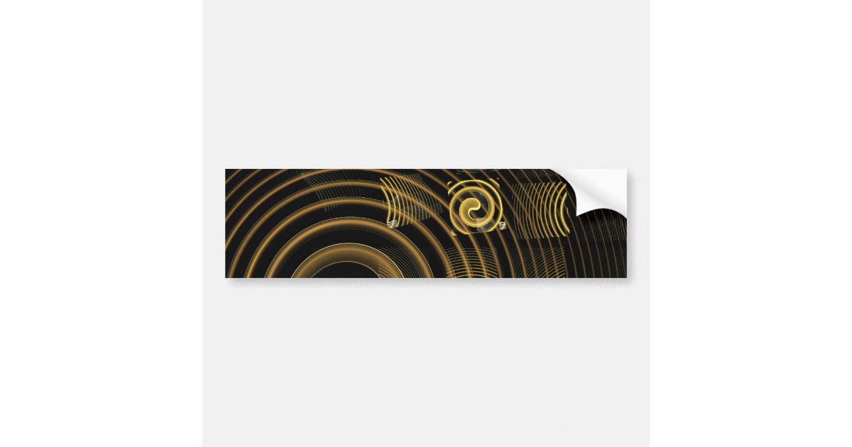 Hypnotic Golden Waves Modern Abstract Art Bumper Sticker | Zazzle