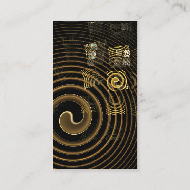 Hypnotic Golden Waves Modern Abstract Art Business Card (Front)