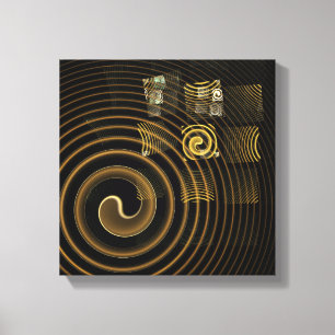 Hypnotic Golden Waves Modern Abstract Art Canvas Print