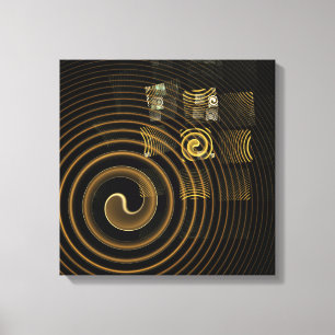 Hypnotic Golden Waves Modern Abstract Art Canvas Print