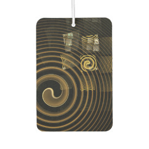 Hypnotic Golden Waves Modern Abstract Art Car Air Freshener