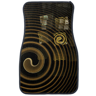 Hypnotic Golden Waves Modern Abstract Art Car Floor Mat