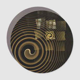 Hypnotic Golden Waves Modern Abstract Art Car Magnet