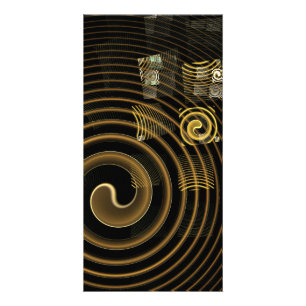 Hypnotic Golden Waves Modern Abstract Art Card