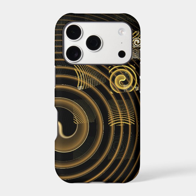 Hypnotic Golden Waves Modern Abstract Art Case-Mate iPhone Case (Back)
