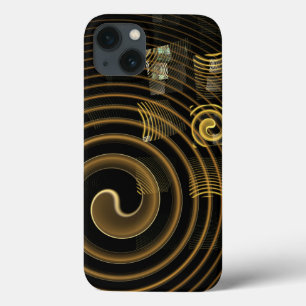 Hypnotic Golden Waves Modern Abstract Art iPhone 13 Case